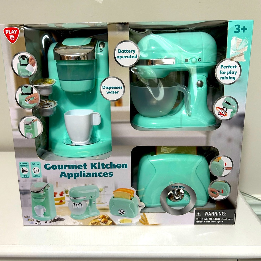 Gourmet Children's or Kids' Play Kitchen Appliances Set - Teal‎